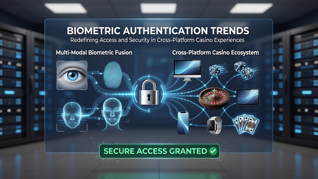 Secure data encryption diagram illustrating biometric template storage across casino platforms