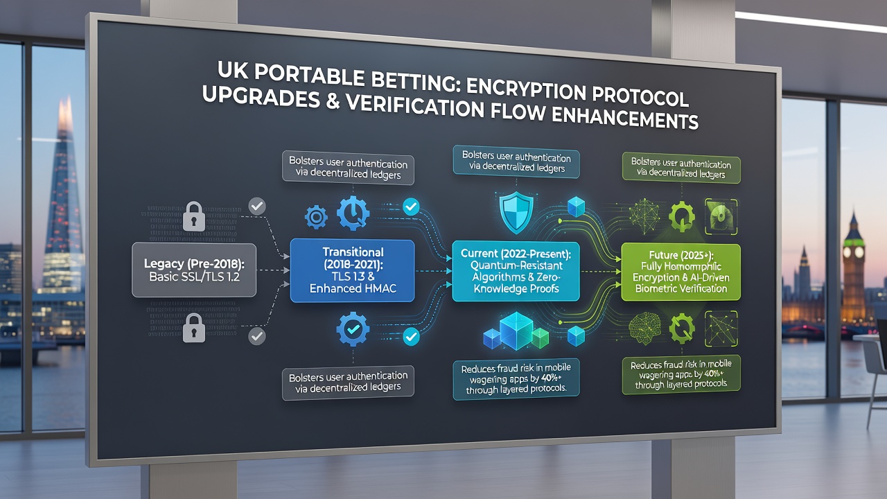 Diagram showing upgraded encryption layers supporting verification in Britain's mobile betting applications