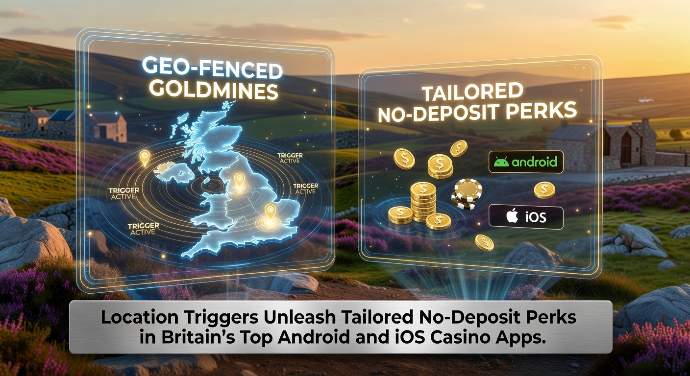 Digital map of the UK highlighting geo-fenced zones around major cities like London, Manchester, and Edinburgh where casino apps trigger location-based bonuses
