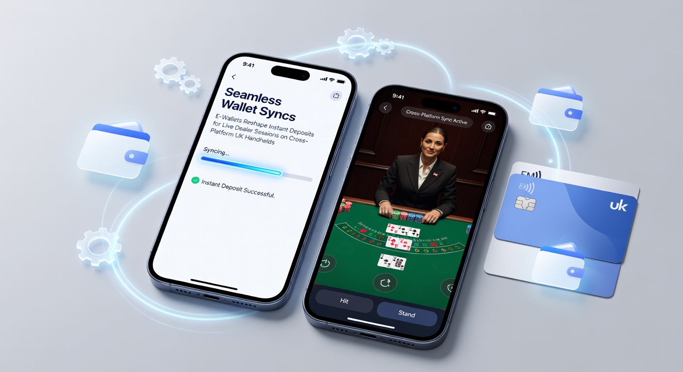 Mobile screen showing e-wallet sync interface during a live dealer blackjack session on a UK casino app, highlighting instant deposit confirmation